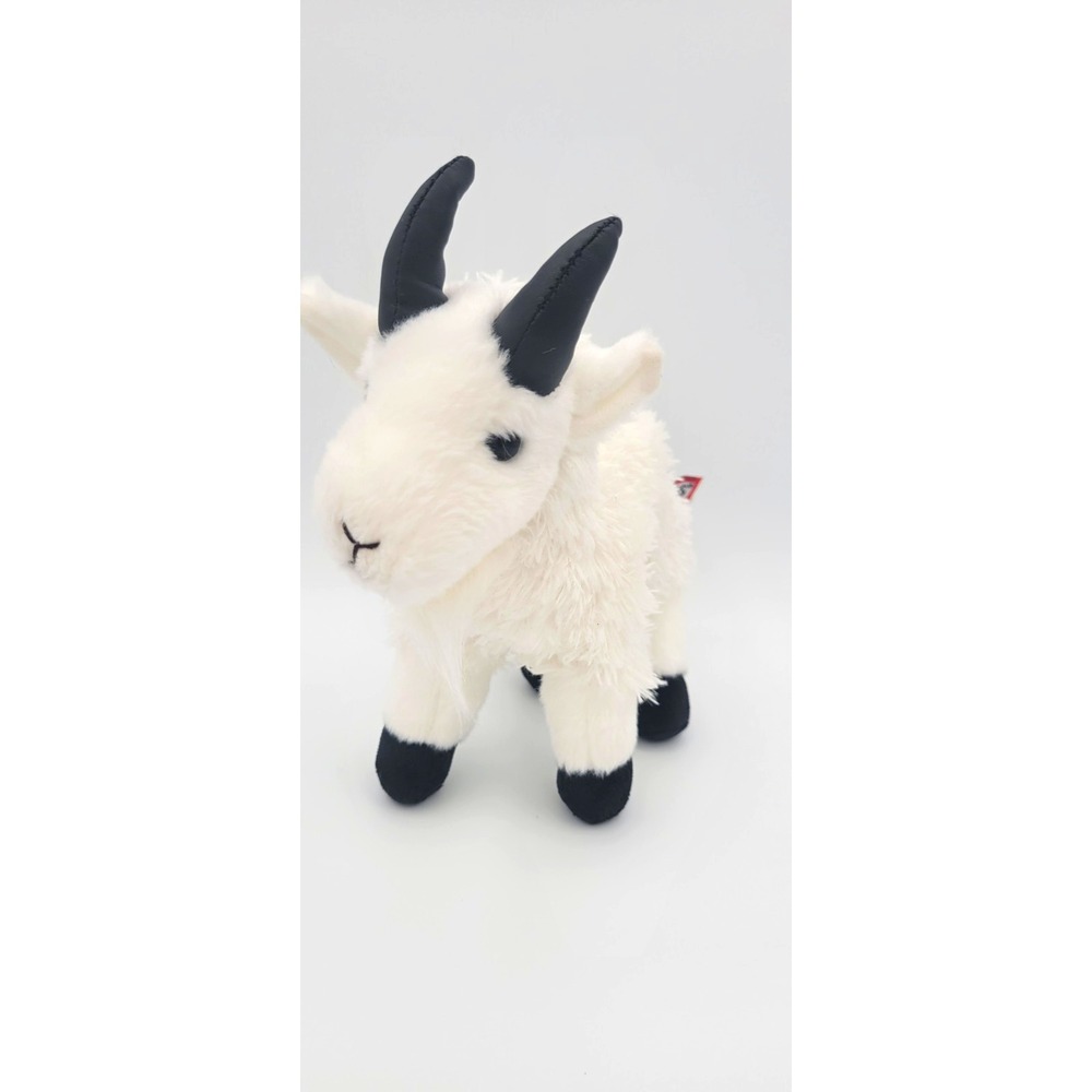 Douglas Small White Goat Plush Stuffed Animal with Black Horns & Hooves